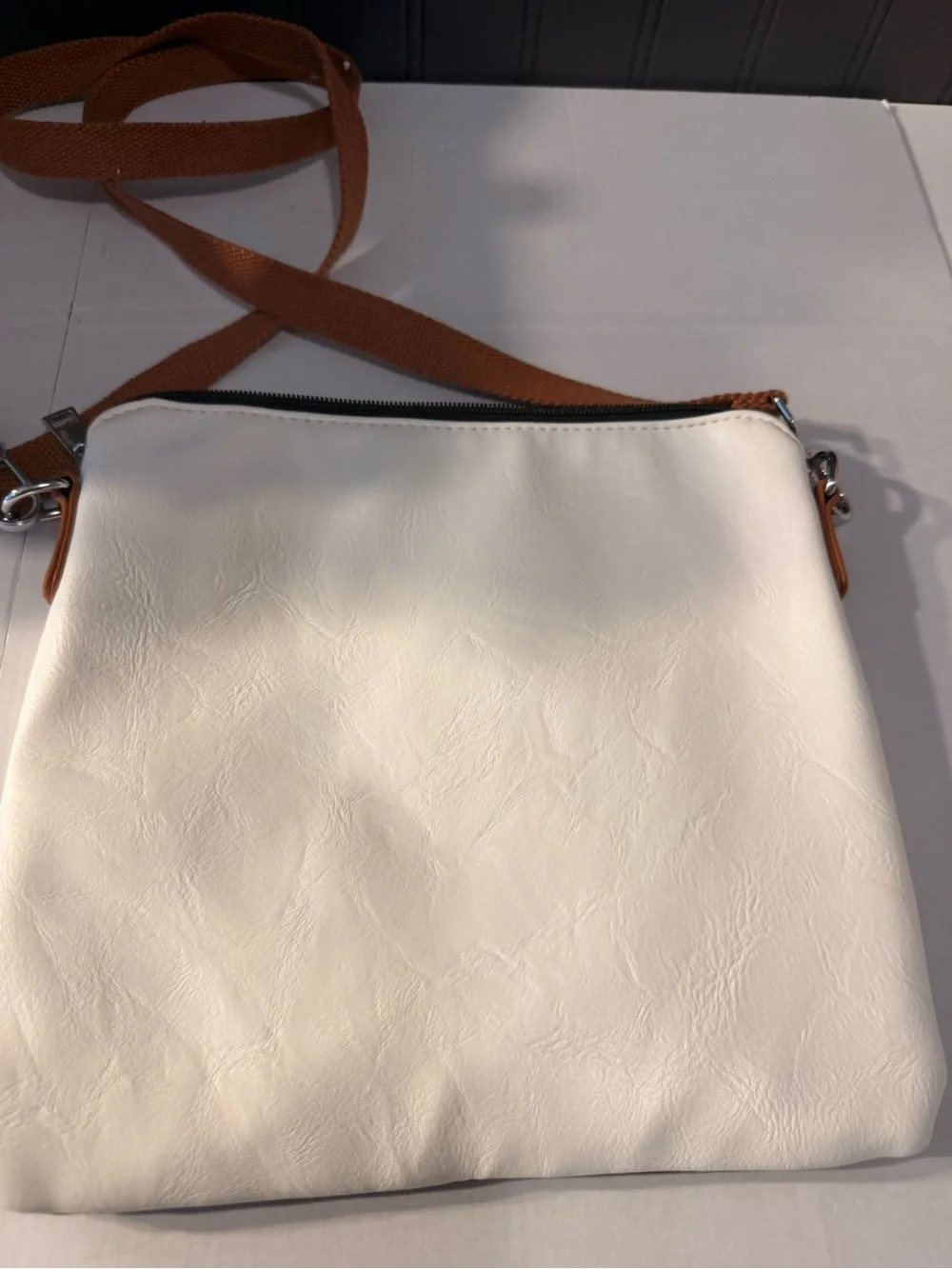 Two-Tone Cream and Brown Crossbody Bag - Classic Women's Shoulder Bag
